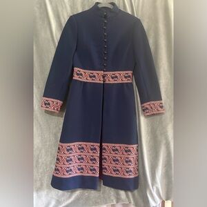 Vintage Domani Knits Navy Jacket with Paisley Accents Size 8 Lined